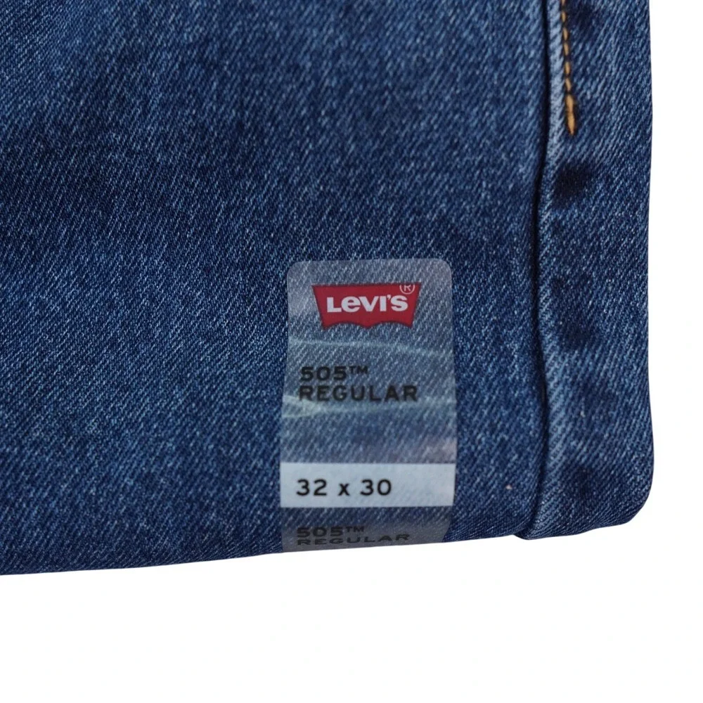 Levis 505 Mens Jeans Mens 32x30 Blue Dark Wash Regular Fit Straight Leg Biker‎